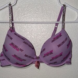 Juicy Couture Lavender Logo Push-Up Bra with Sparkle Straps